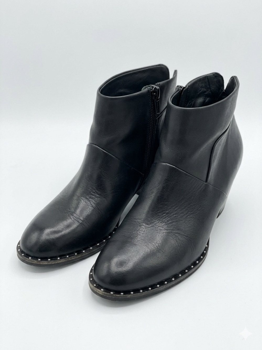 Paul Green Stella Ankle Boots Micro Studs Black Leather US Size 6.5 UK Size 4
